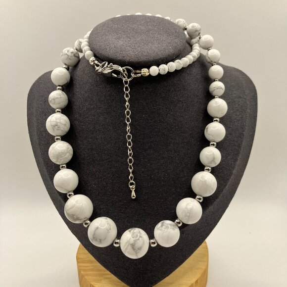 Howlite Gemstone Graduated 20 inch Necklace Handmade Brand New Gift Box included - Picture 11 of 15